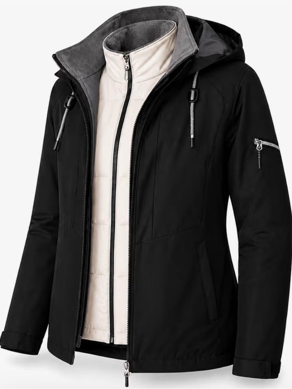 Free Country Black Hooded Windbreaker Jacket